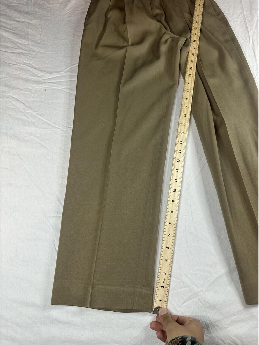 🤎✨Vintage Embassy Row Petites  Pure Wool Pleated Dress Pants Trousers khaki 6P - Picture 9 of 14
